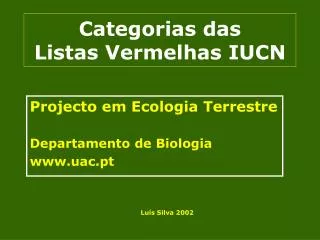 Categorias das Listas Vermelhas IUCN