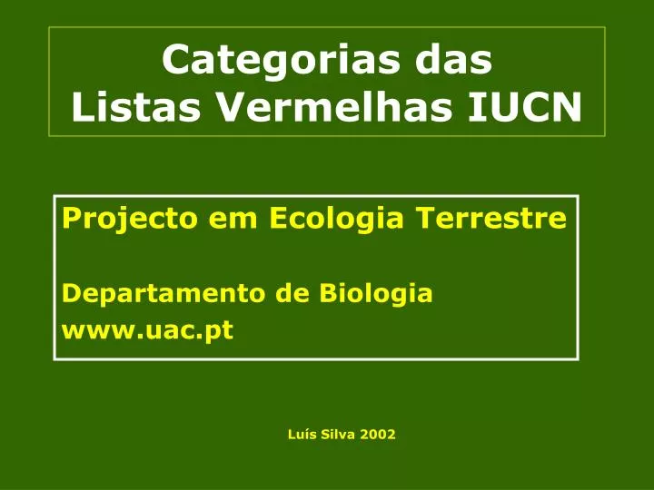 categorias das listas vermelhas iucn