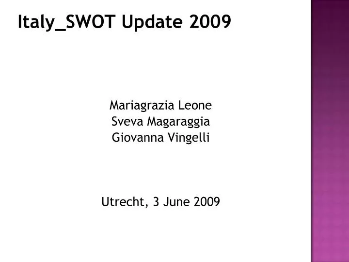 italy swot update 2009