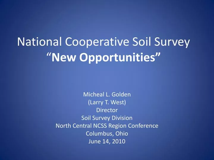 national cooperative soil survey new opportunities