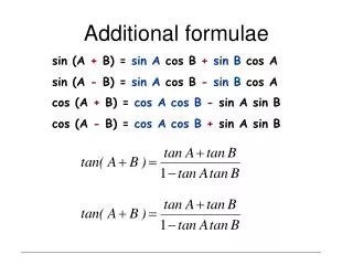 Additional formulae