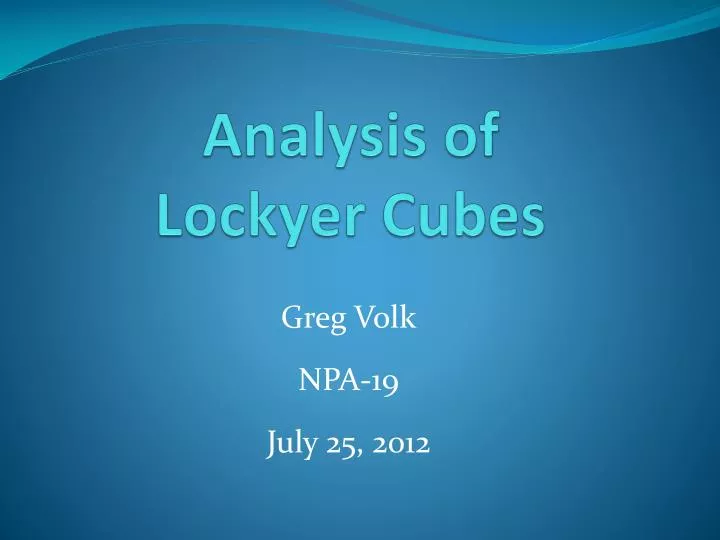 analysis of lockyer cubes