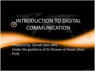 INTRODUCTION TO DIGITAL COMMUNICATION