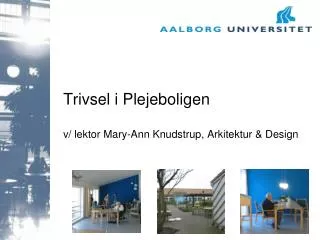 Trivsel i Plejeboligen v/ lektor Mary-Ann Knudstrup, Arkitektur &amp; Design
