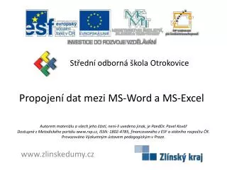 Propojení dat mezi MS-Word a MS-Excel
