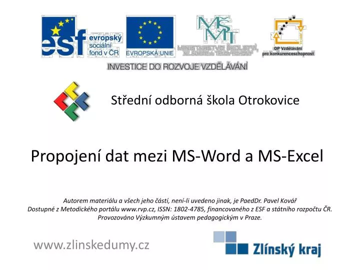 propojen dat mezi ms word a ms excel