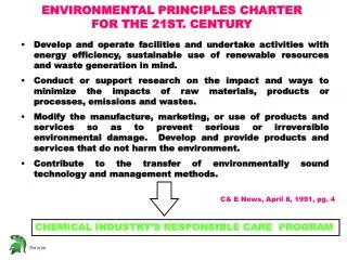 ENVIRONMENTAL PRINCIPLES CHARTER FOR THE 21ST. CENTURY