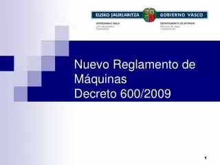 Nuevo Reglamento de Máquinas Decreto 600/2009