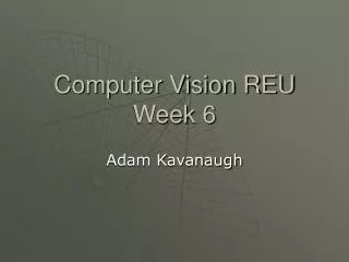 Computer Vision REU Week 6