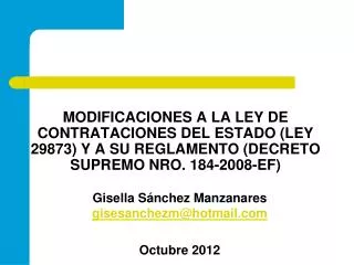Gisella Sánchez Manzanares gisesanchezm@hotmail Octubre 2012