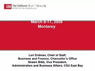 This IS the CSU CSU 101 March 8-11, 2009 Monterey