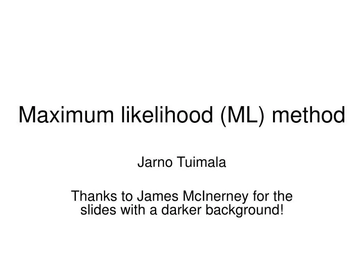 maximum likelihood ml method