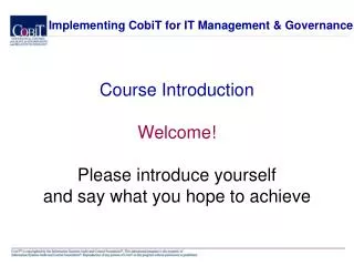 Implementing CobiT for IT Management &amp; Governance