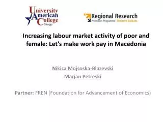 Increasing labour market activity of poor and female: Let’s make work pay in Macedonia