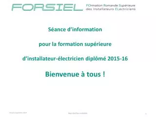 Séance d ’ information pour la formation supérieure d ’ installateur-électricien diplômé 2015-16