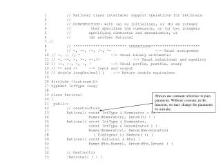 1	// Rational class interface: support operations for rationals 2	//