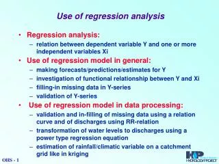 Use of regression analysis