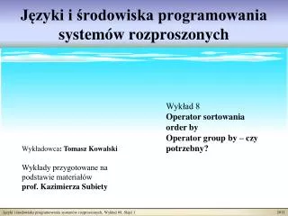 Języki i środowiska programowania systemów rozproszonych