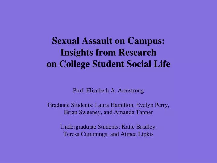 sexual assault on campus insights from research on college student social life