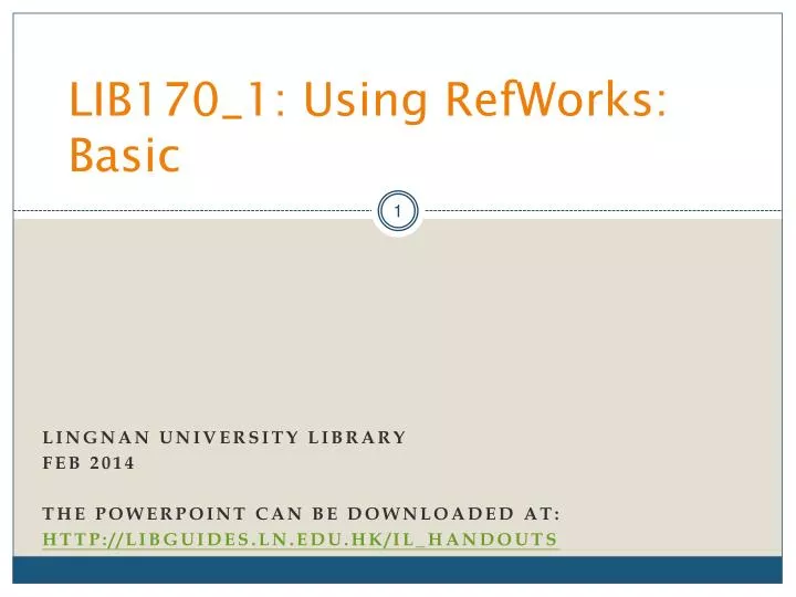 lib170 1 using refworks basic