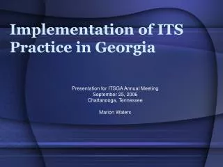 Implementation of ITS Practice in Georgia