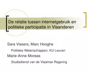 De relatie tussen internetgebruik en politieke participatie in Vlaanderen