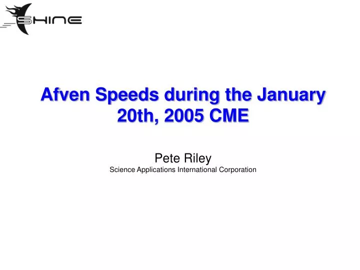 afven speeds during the january 20th 2005 cme