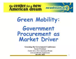 Green Mobility: Government Procurement as Market Driver