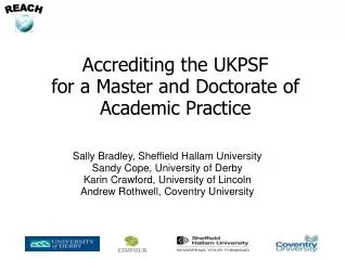 Accrediting the UKPSF for a Master and Doctorate of Academic Practice