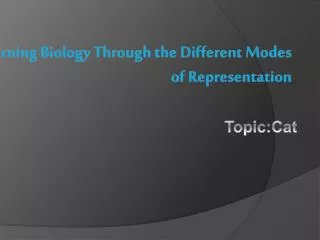 Learning Biology Through the Different Modes of Representation