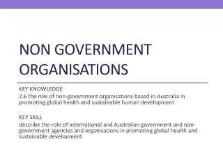 Non government organisations