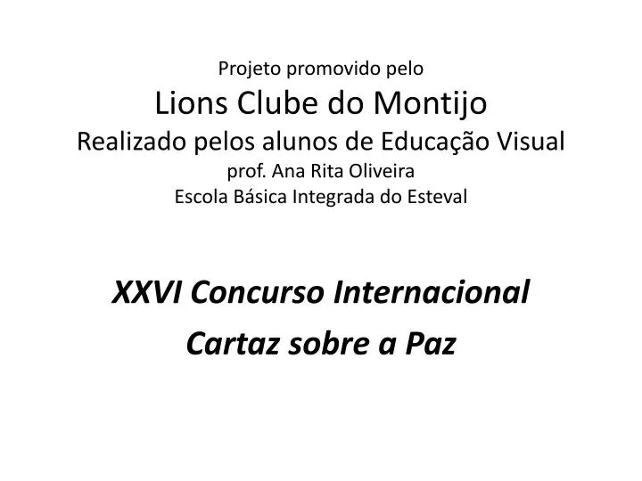 xxvi concurso internacional cartaz sobre a paz