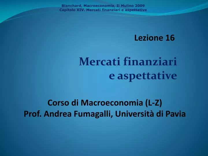 mercati finanziari e aspettative