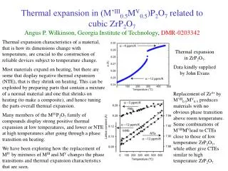 Thermal expansion in ZrP 2 O 7 . Data kindly supplied by John Evans