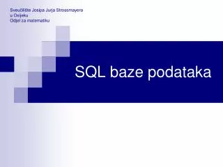 SQL baze podataka