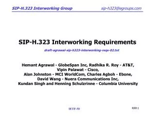 SIP-H.323 Interworking Requirements