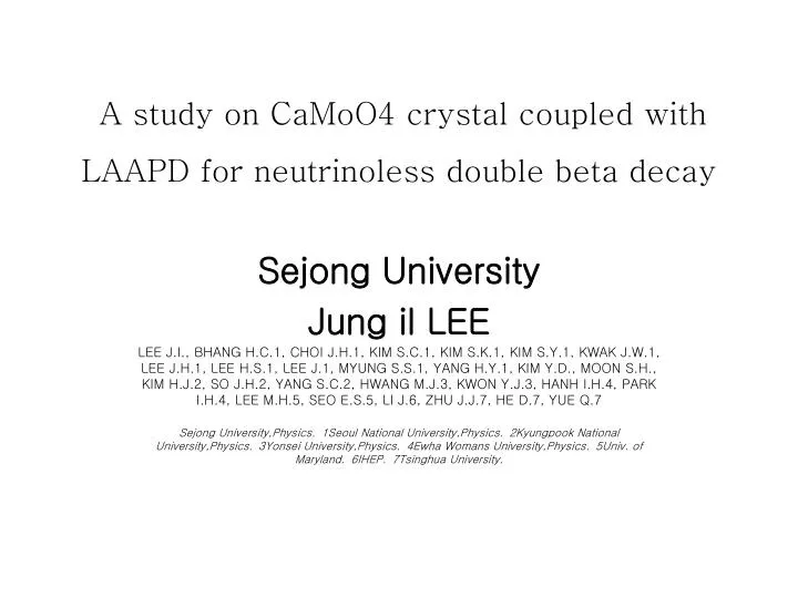a study on camoo4 crystal coupled with laapd for neutrinoless double beta decay