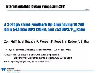 A 3-Stage Shunt-Feedback Op-Amp having 19.2dB Gain, 54.1dBm OIP3 (2GHz), and 252 OIP3/P DC Ratio