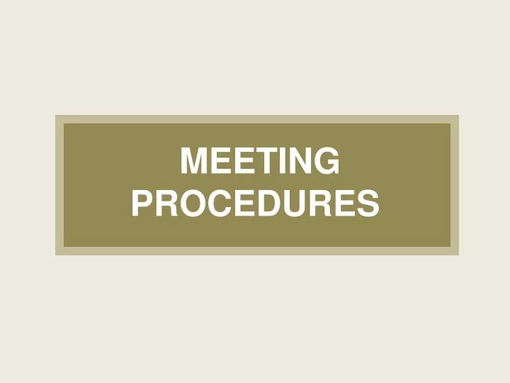 meeting procedures