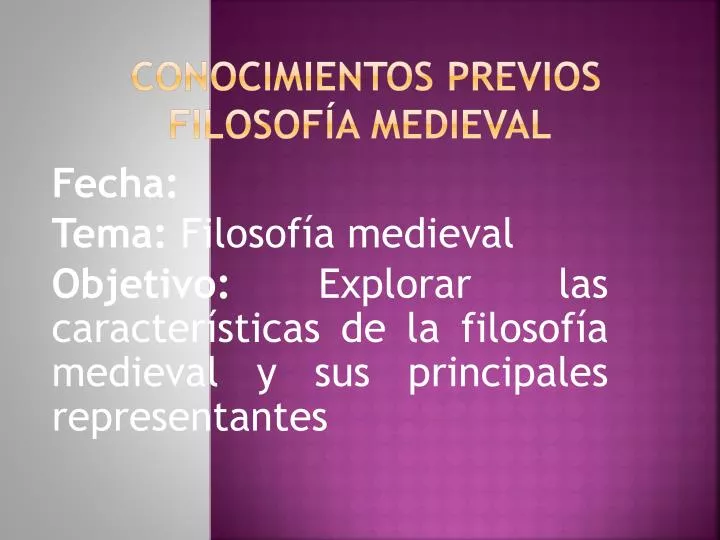 conocimientos previos filosof a medieval