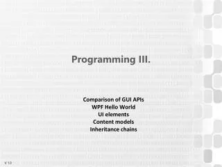 Programming III .