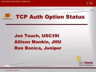 TCP Auth Option Status