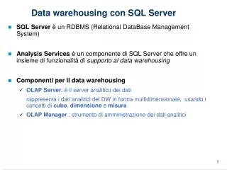 Data warehousing con SQL Server