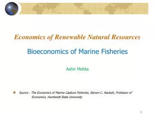 Economics of Renewable Natural Resources