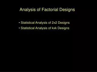 Analysis of Factorial Designs