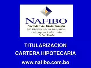 TITULARIZACION CARTERA HIPOTECARIA nafibo.bo