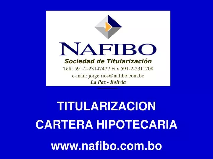 titularizacion cartera hipotecaria www nafibo com bo