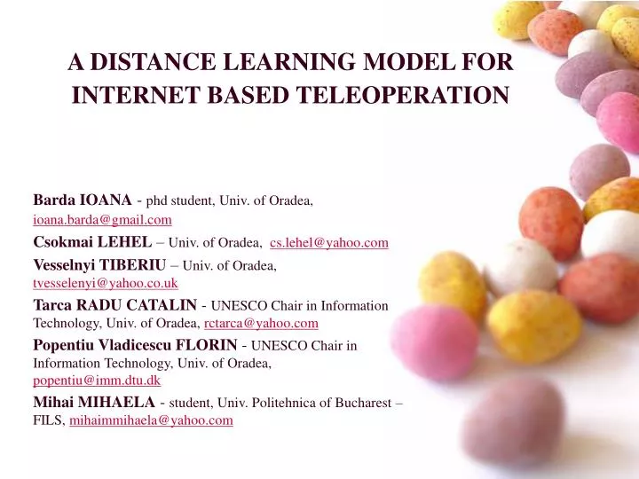 a distance learning model for internet based teleoperation