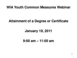 WIA Youth Common Measures Webinar