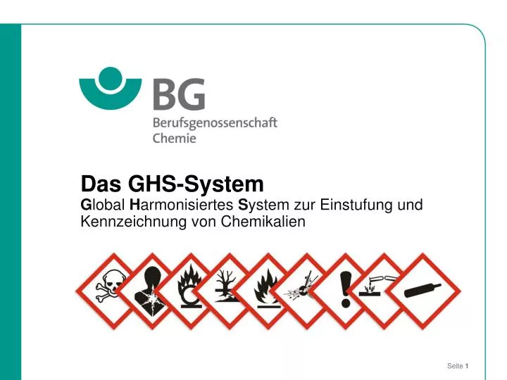 das ghs system g lobal h armonisiertes s ystem zur einstufung und kennzeichnung von chemikalien